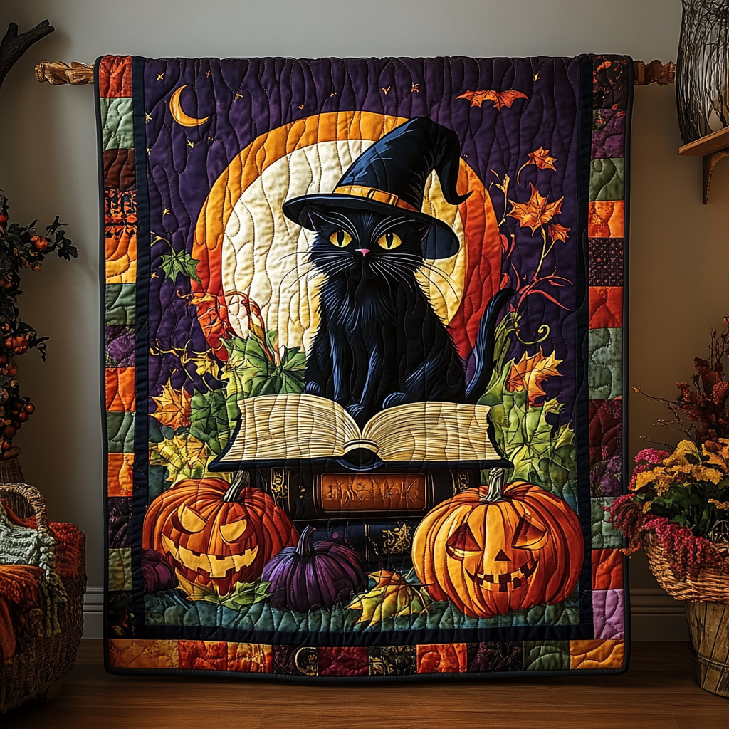 Witchy Whiskers Quilted Blanket - Throw (55" x 60")