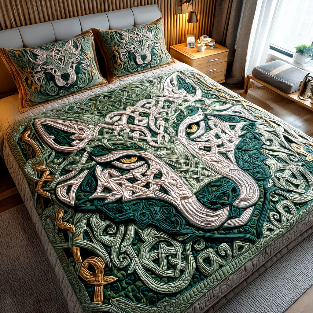 Wolf Guardian Knot 3-Piece Quilted Bedding Set - Single (59" x 70")