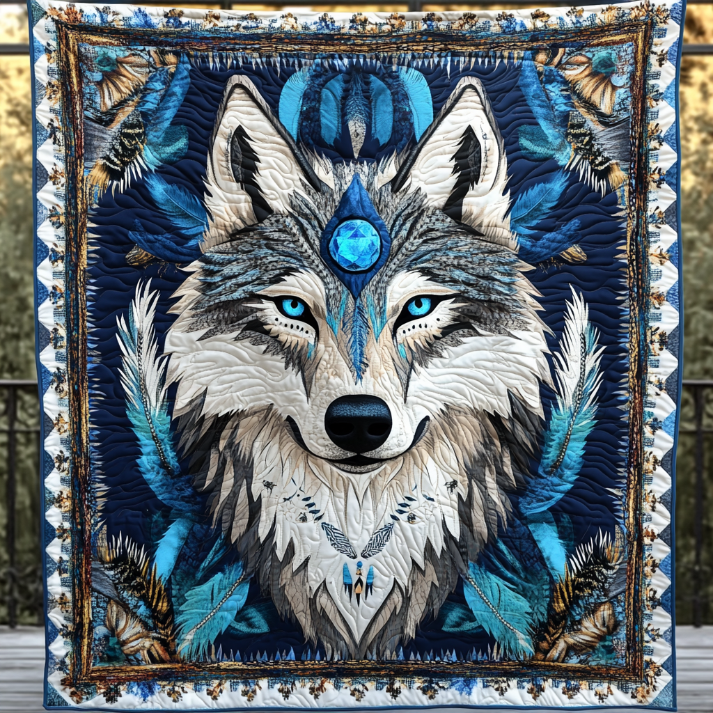 Wolves of the Wild Quilted Blanket - Throw (55" x 60")