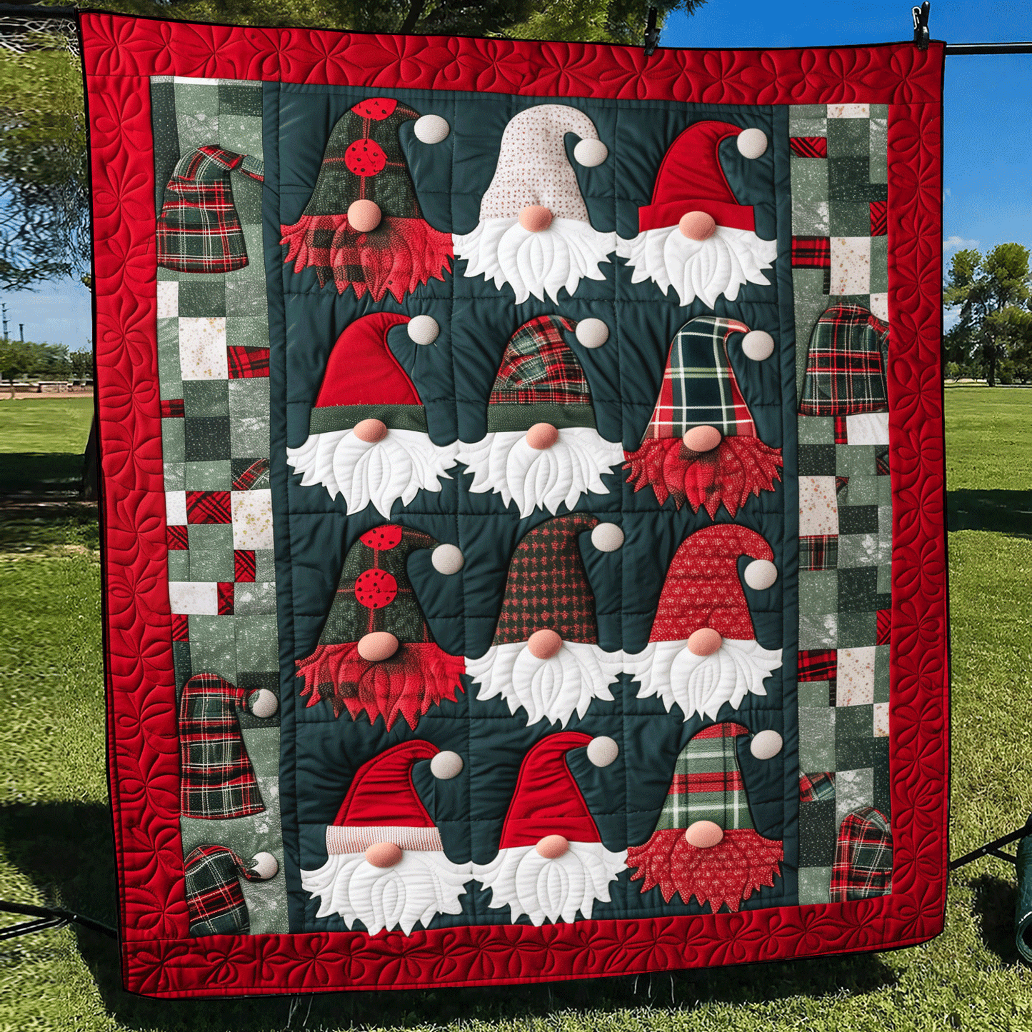 Woodland Gnome Quilted Blanket - Throw (55" x 60")