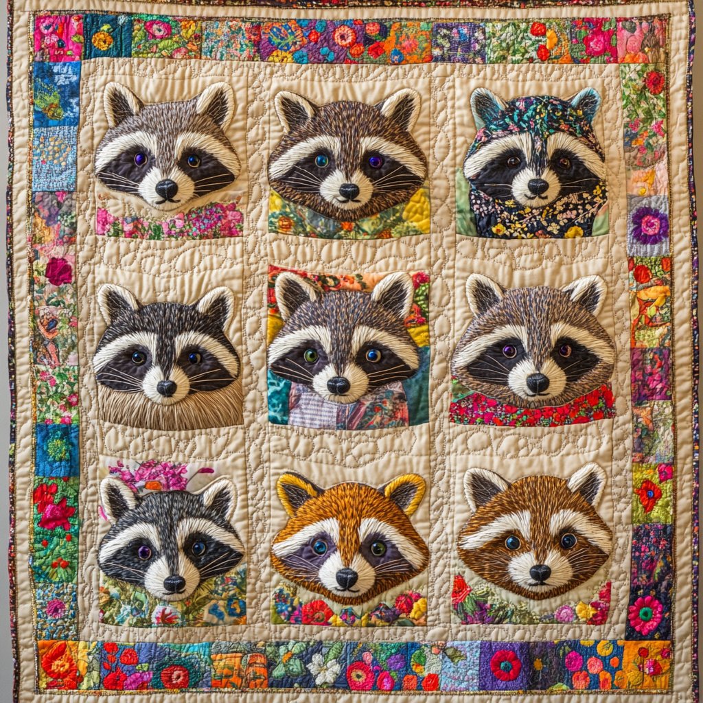 Woodland Bandit Quilted Blanket - Throw (55" x 60")