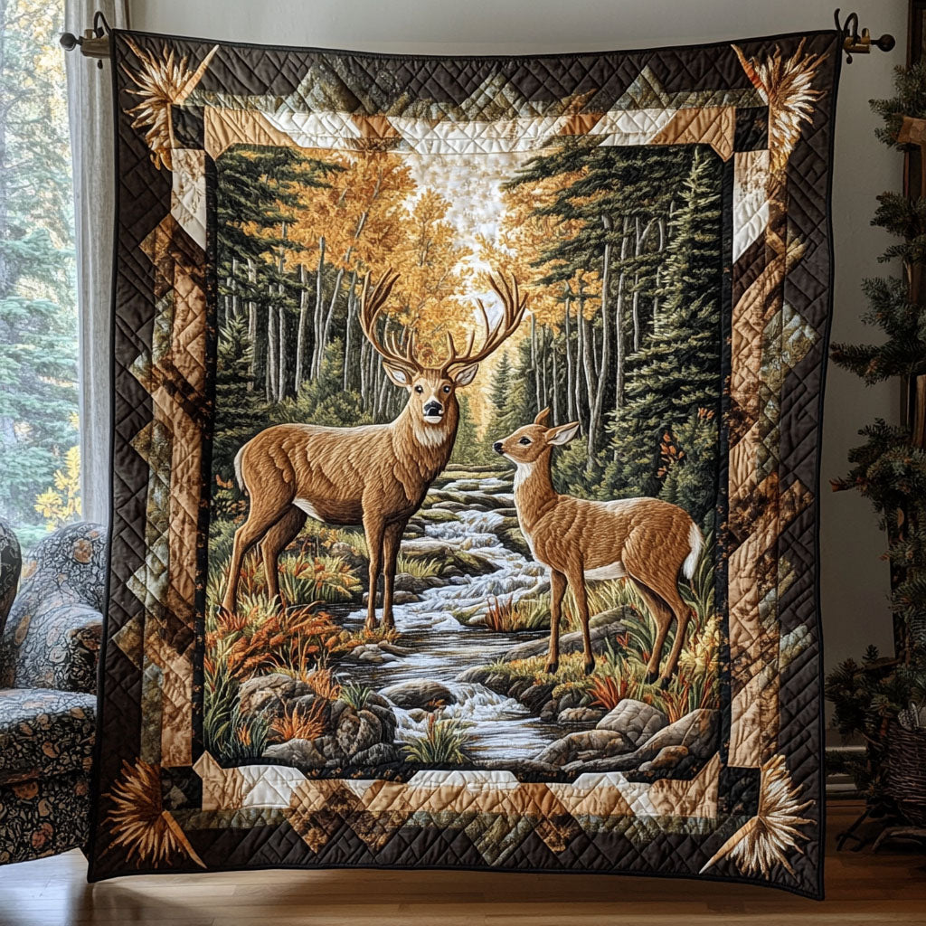 Woodland Deer Quilted Blanket - Baby (30" x 40") - Pack 1
