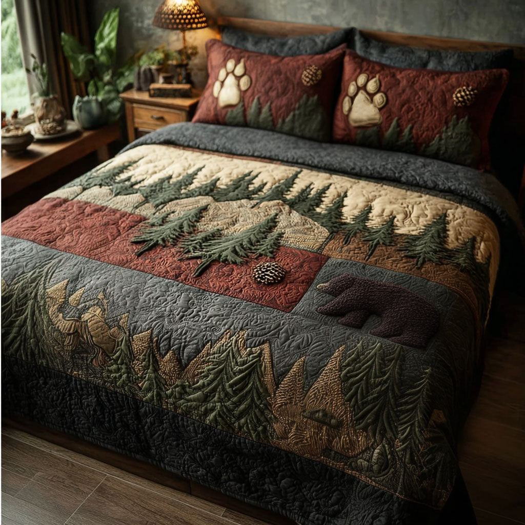 Woodland Echo 3-Piece Quilted Bedding Set - Single (59" x 70")