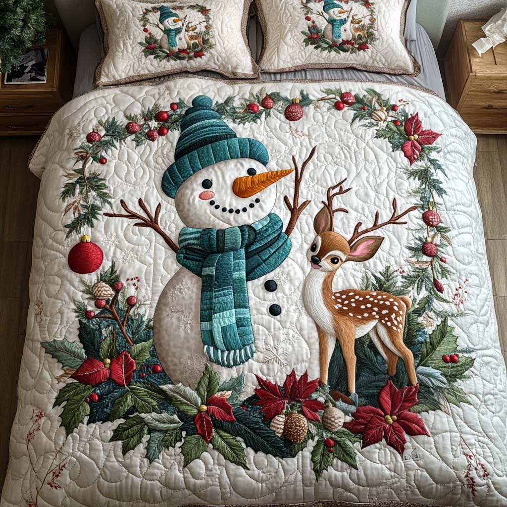 Woodland Frost 3-Piece Quilted Bedding Set - Single (59" x 70")