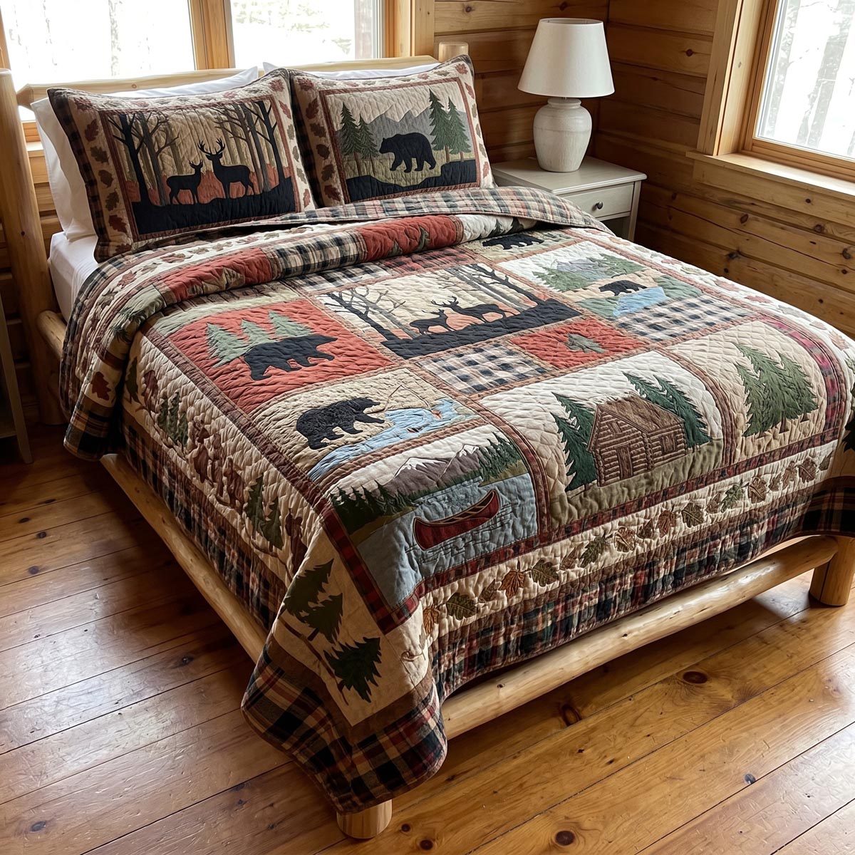 Woodland Lodge 3-Piece Quilted Bedding Set - Single (59" x 70")