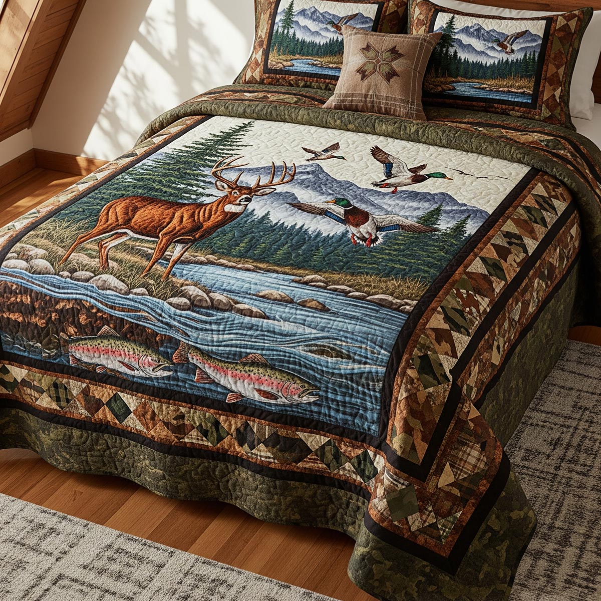 Woodland Majesty 3-Piece Quilted Bedding Set - Single (59" x 70")