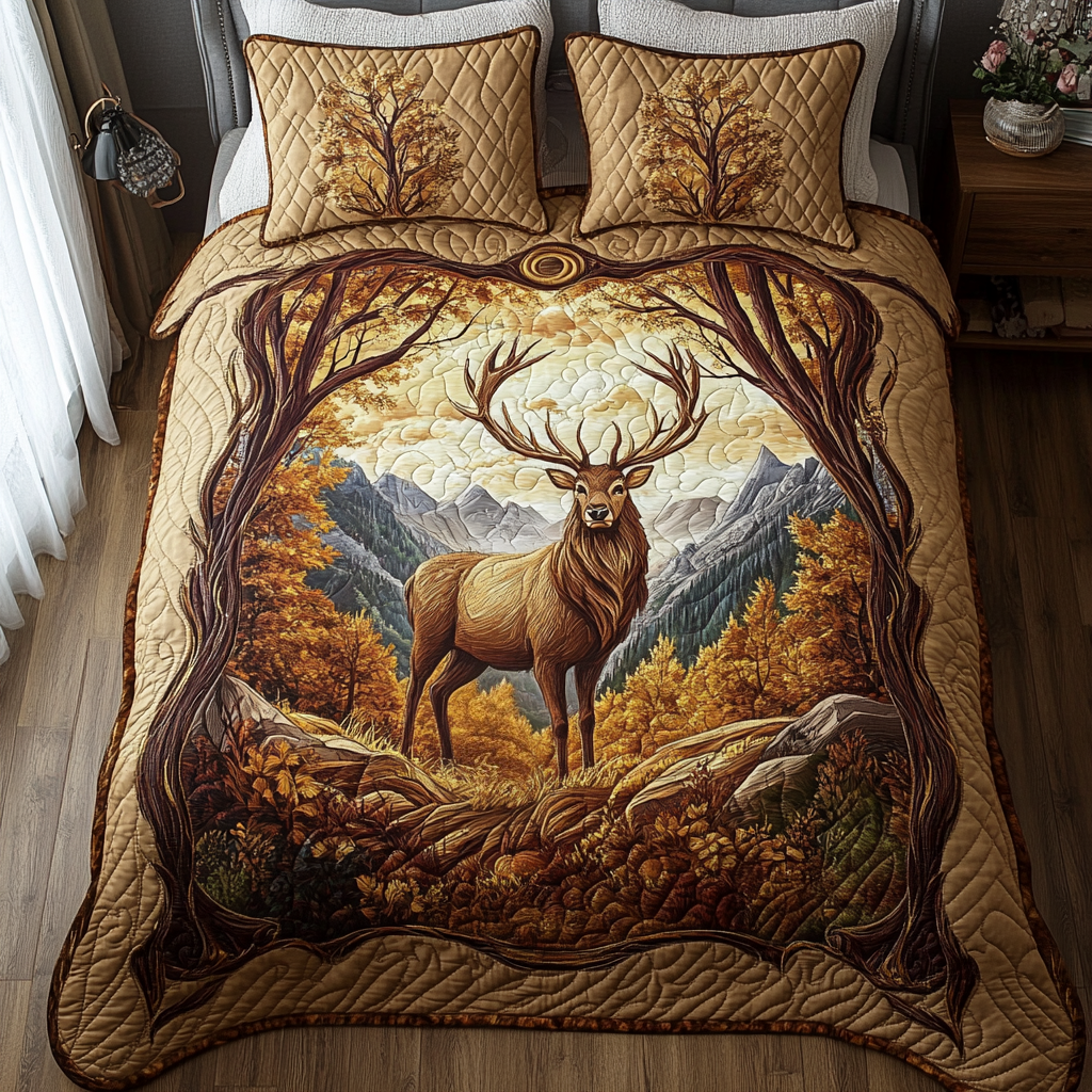 Woodland Majesty 3-Piece Quilted Bedding Set - Single (59" x 70")