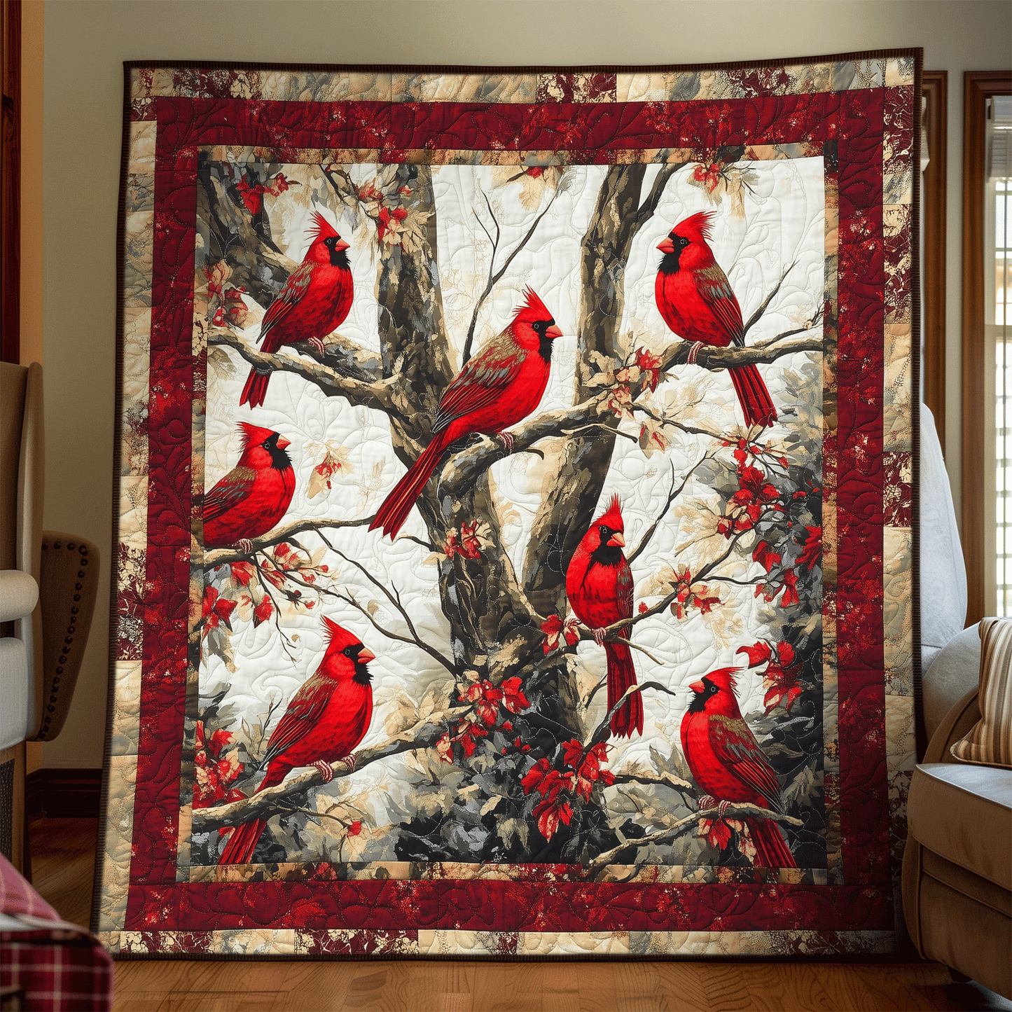 Woodland Song Quilted Blanket - Throw (55" x 60")