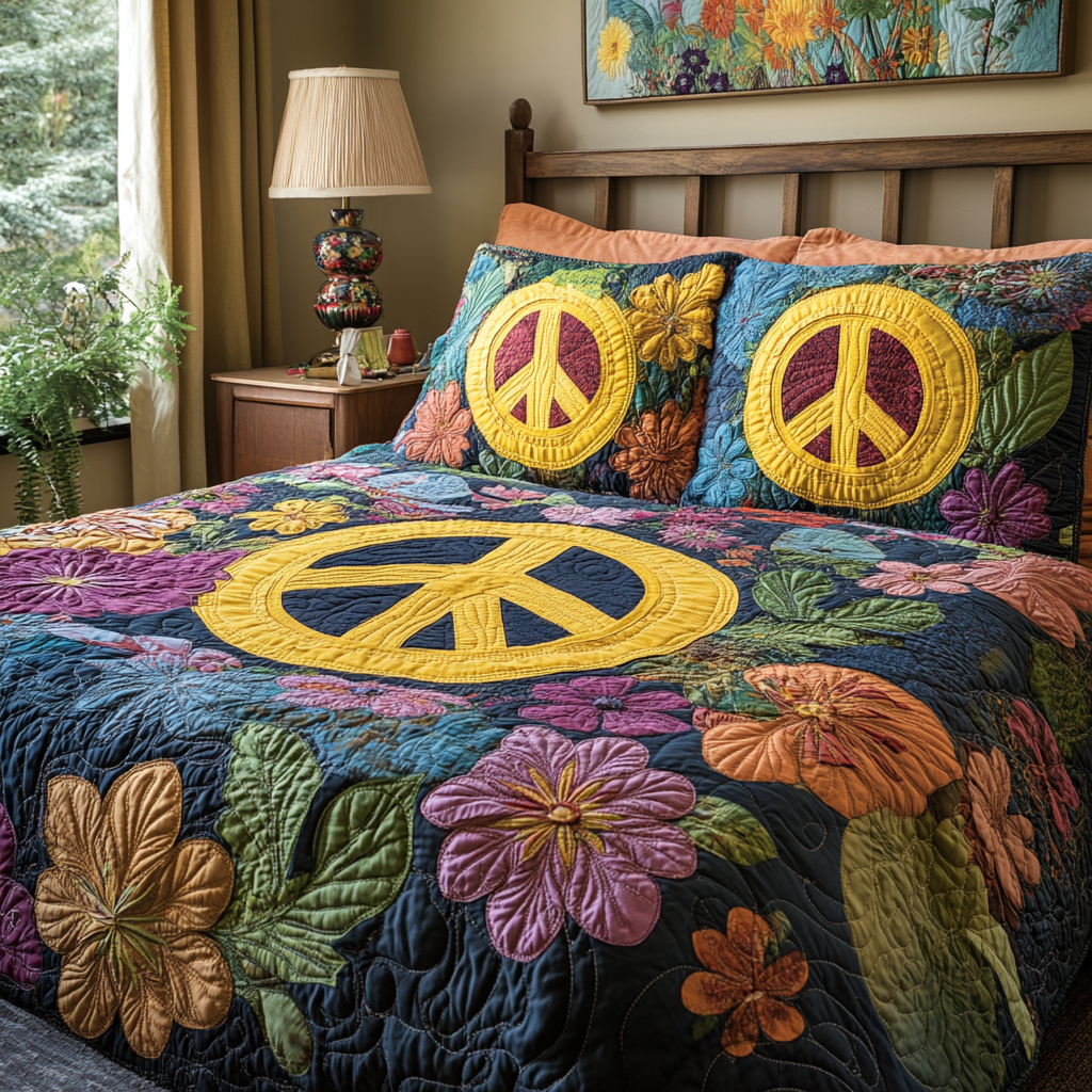 Woodstock Bloom 3-Piece Quilted Bedding Set - Single (59" x 70")