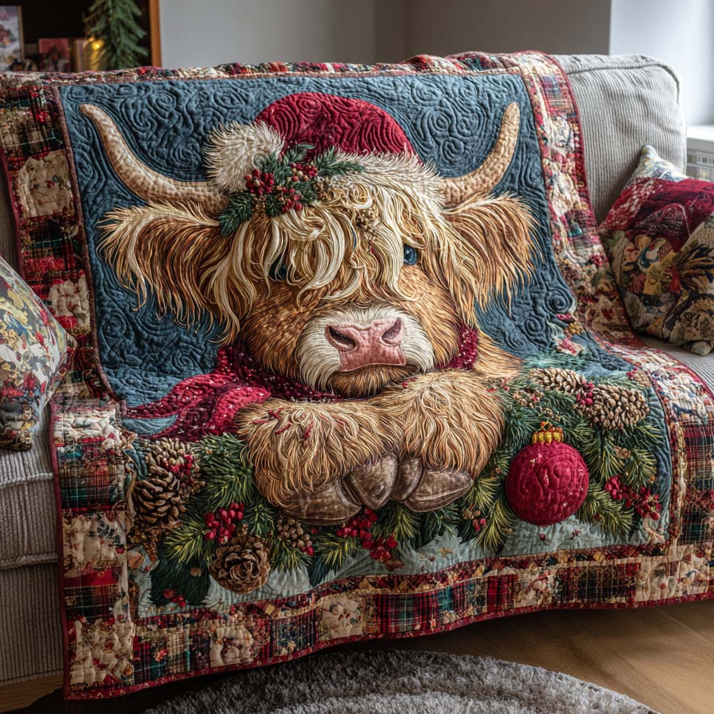 Xmas Cow Quilted Blanket - Baby (30" x 40") - Pack 1