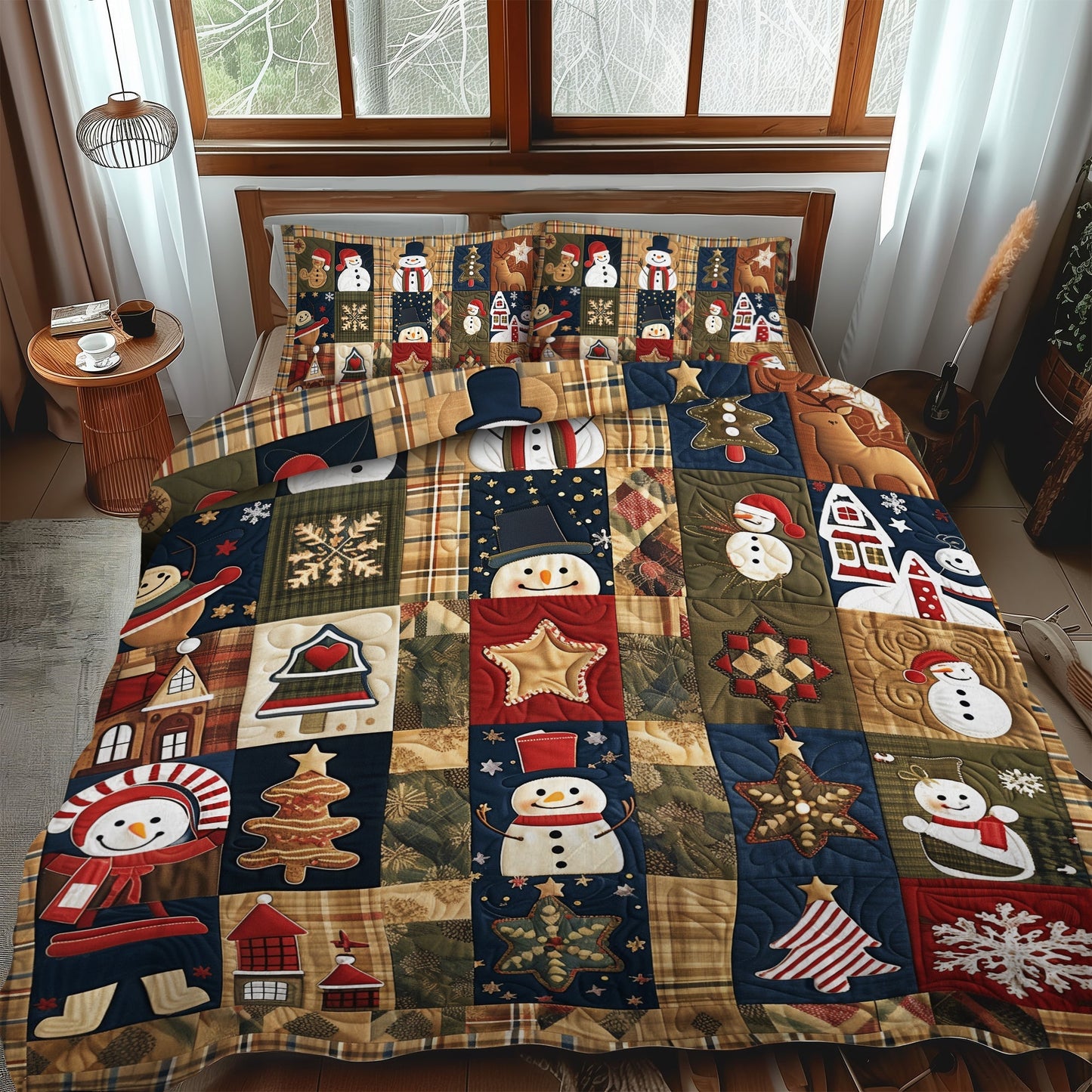 Yuletide Patchwork 3-Piece Quilted Bedding Set - Single (59" x 70")