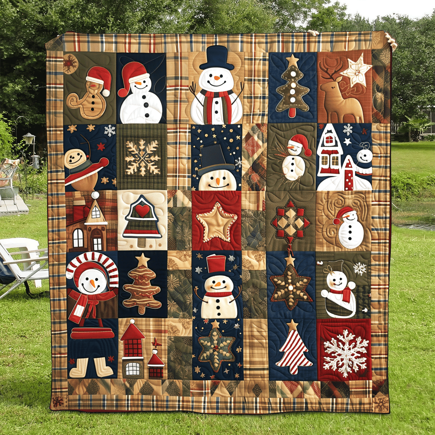 Yuletide Patchwork Quilted Blanket - Throw (55" x 60")