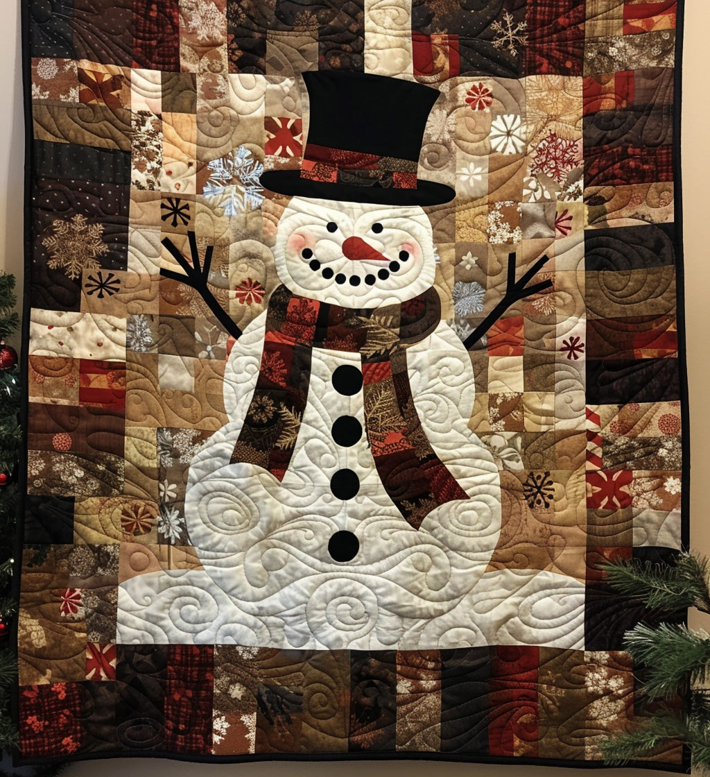 Yuletide Snowman Quilted Blanket - Throw (55" x 60")