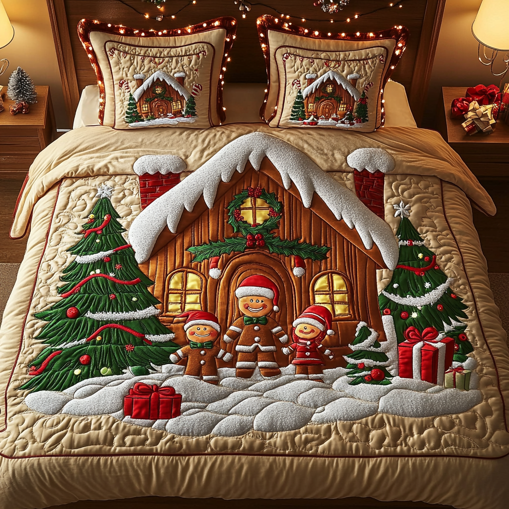 Yuletide Bakery 3-Piece Quilted Bedding Set - Single (59" x 70")