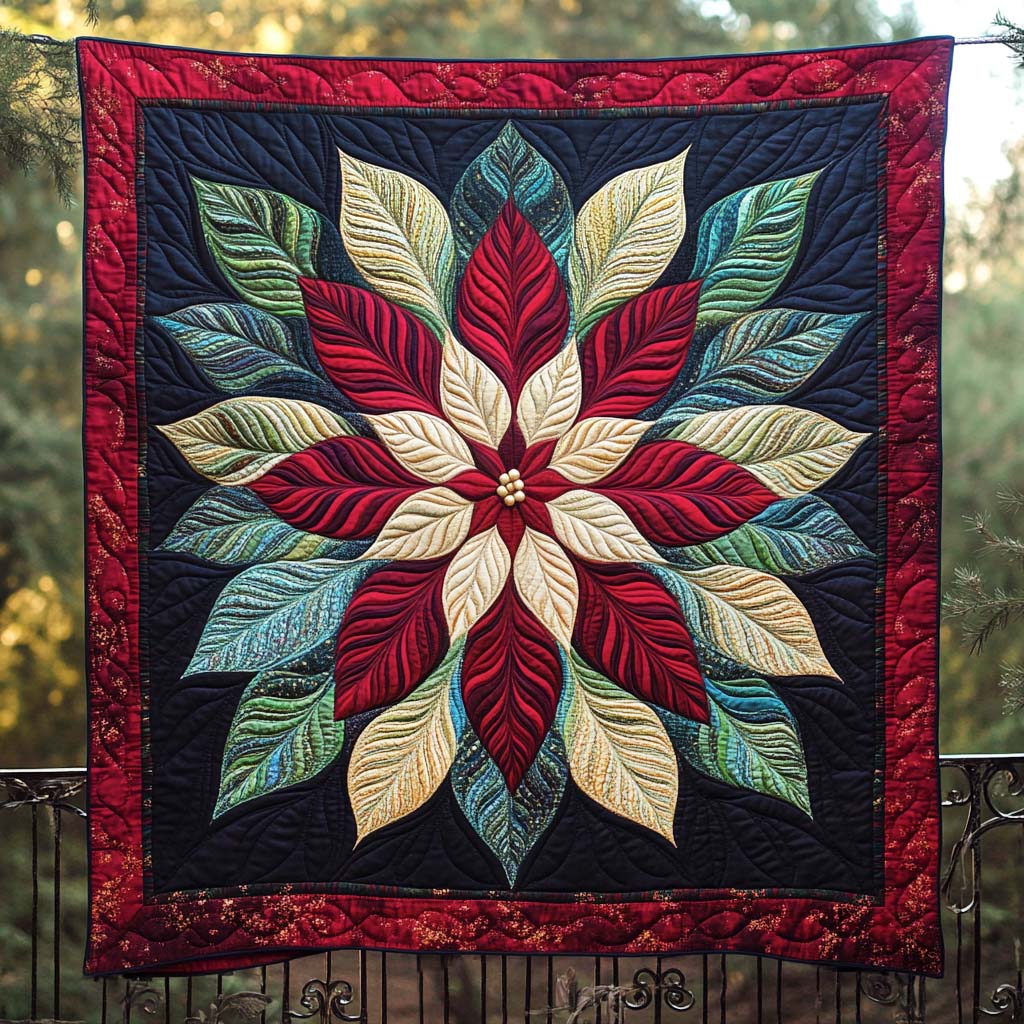 Yuletide Bloom Quilted Blanket - Throw (55" x 60")