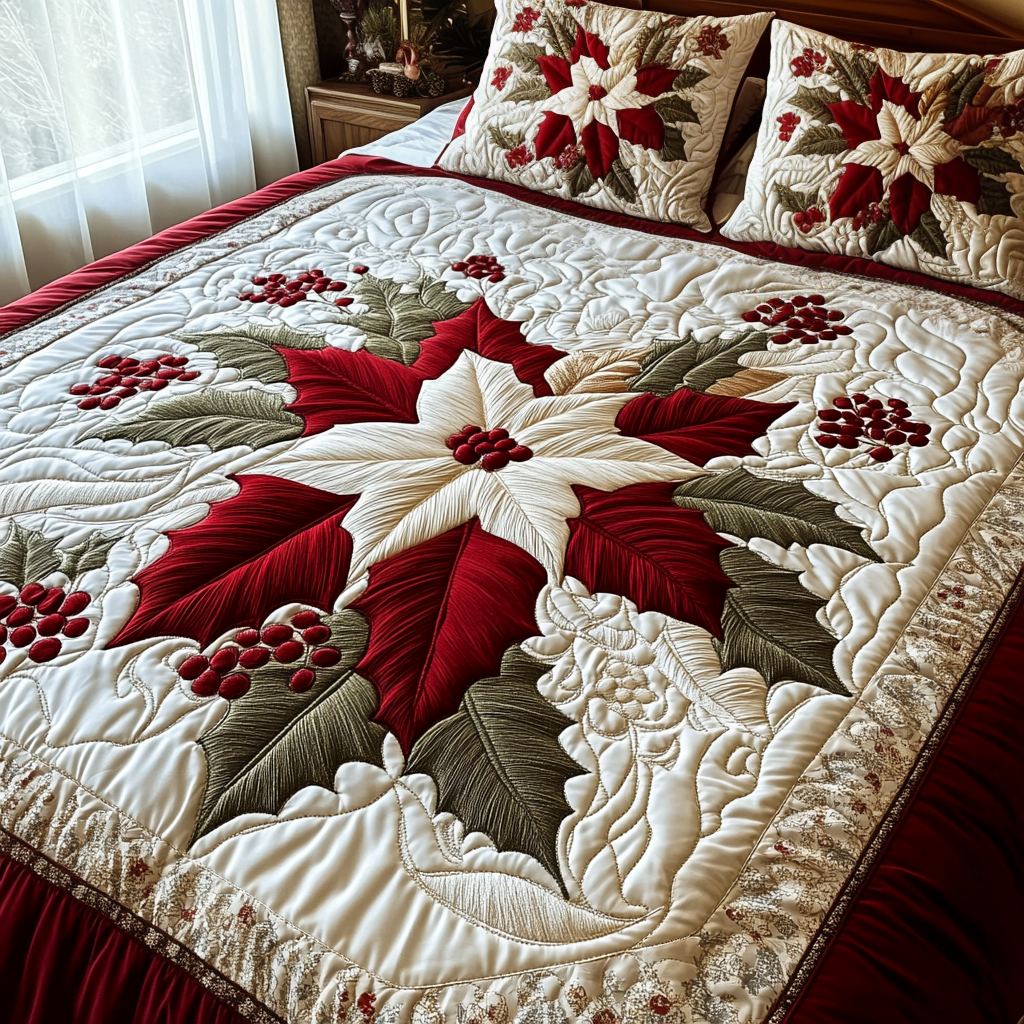Yuletide Greetings Quilted Bedding Set - Single (59" x 70")