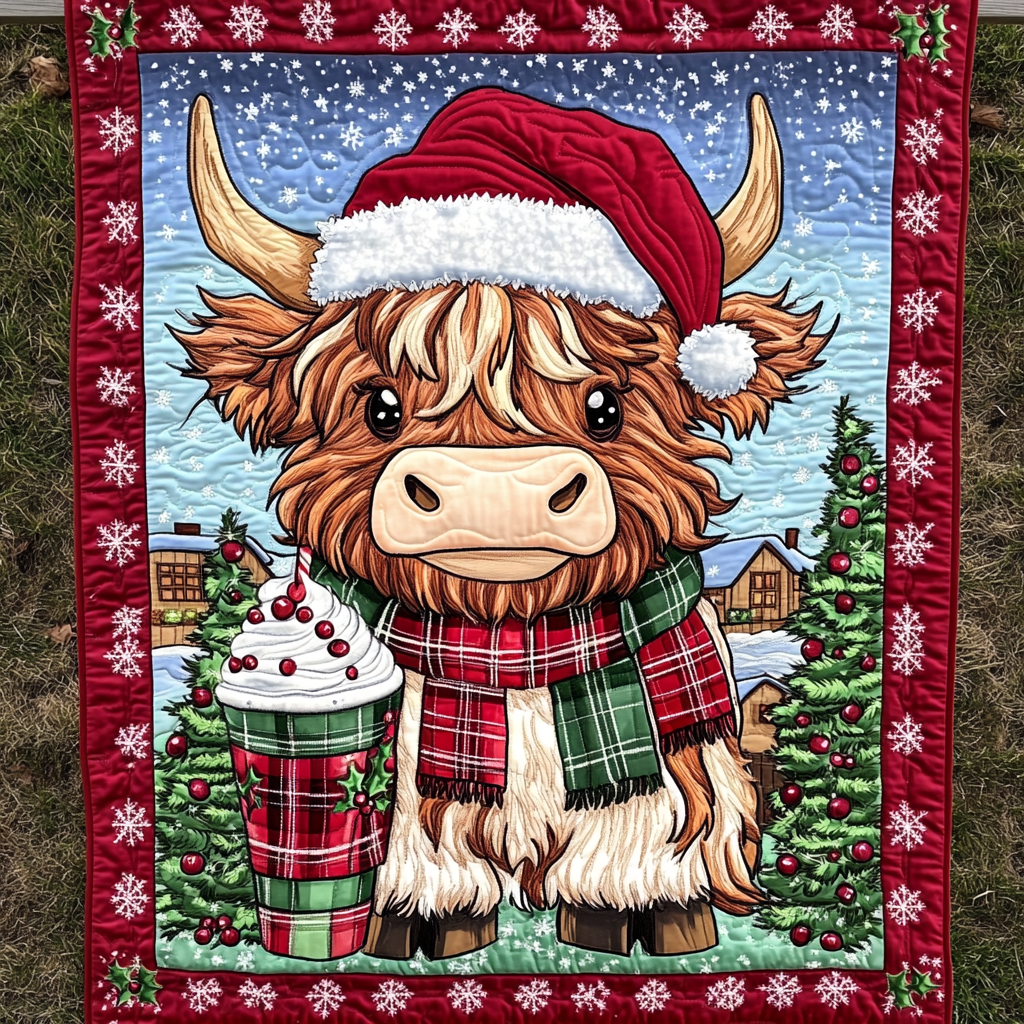 Yuletide Highland Charm Quilted Blanket - Throw (55" x 60")