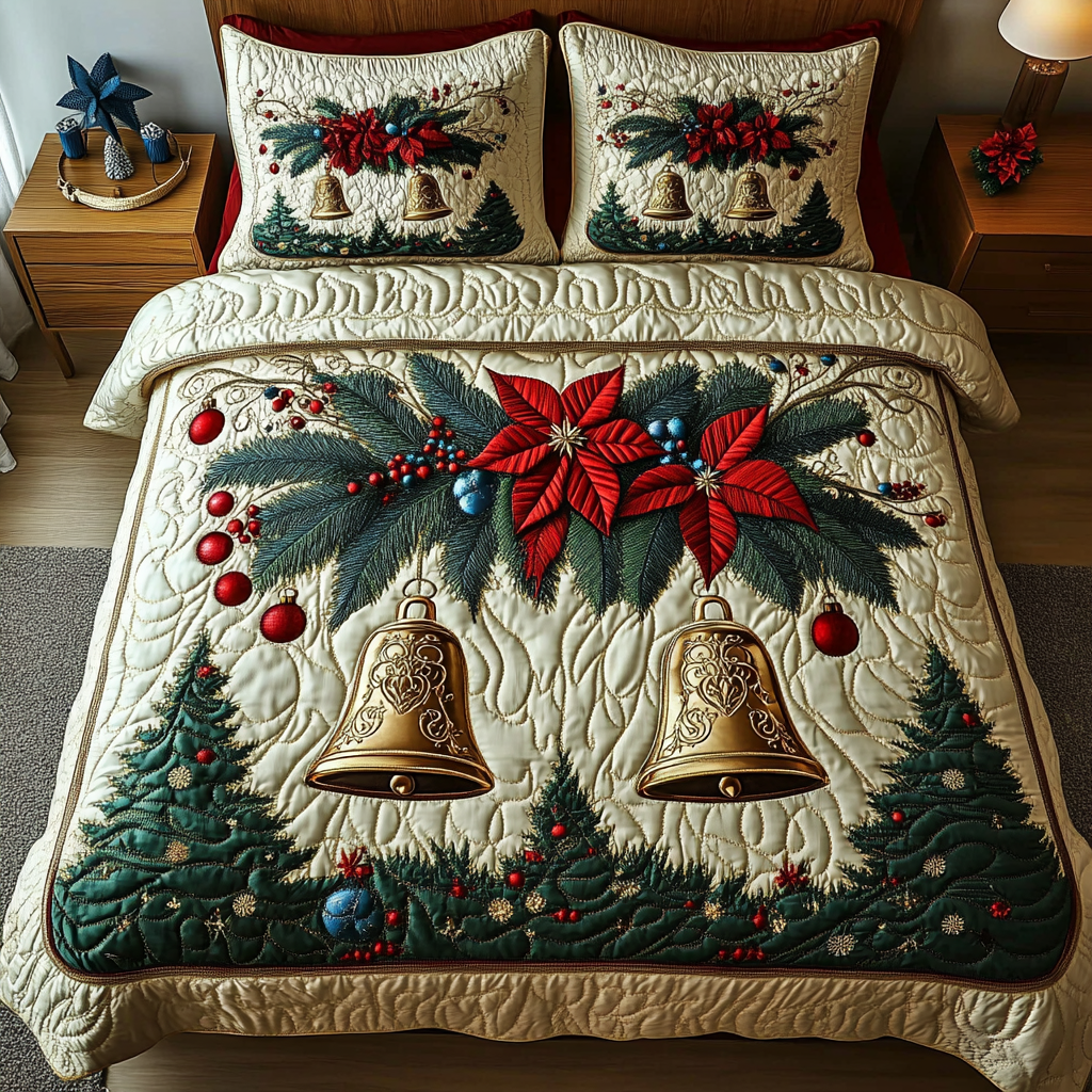 Yuletide Ring 3-Piece Quilted Bedding Set - Single (59" x 70")