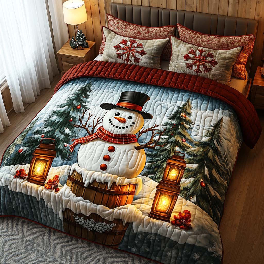Yuletide Snow 3-Piece Quilted Bedding Set - Single (59" x 70")