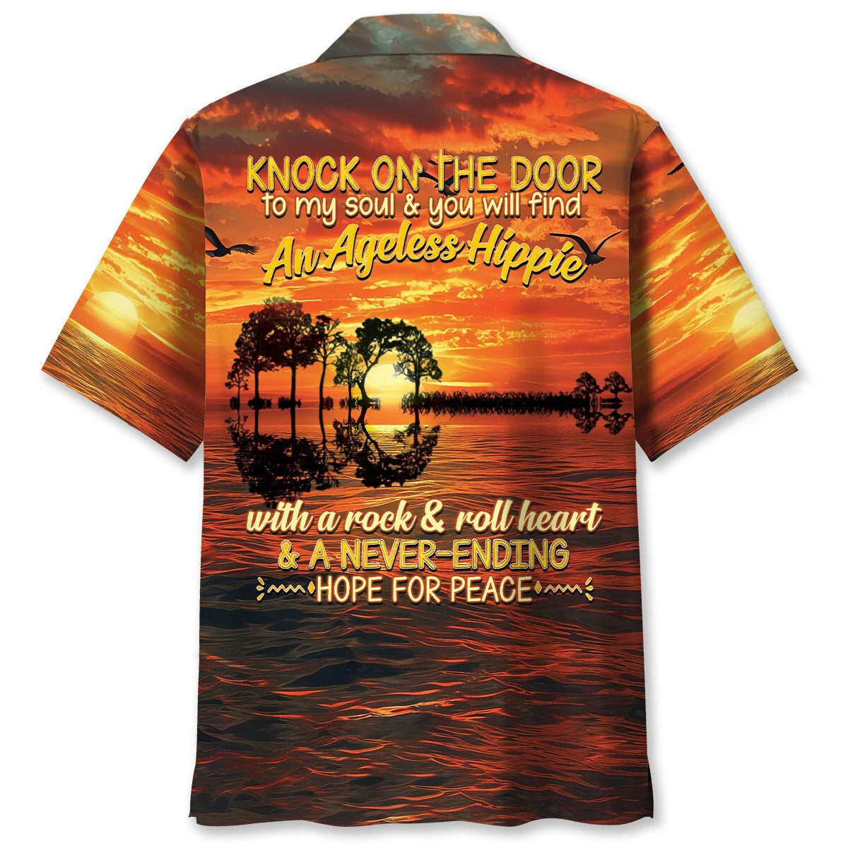 Ageless Hippie Guitar Hawaiian Shirt - XL - hawaiian shirt