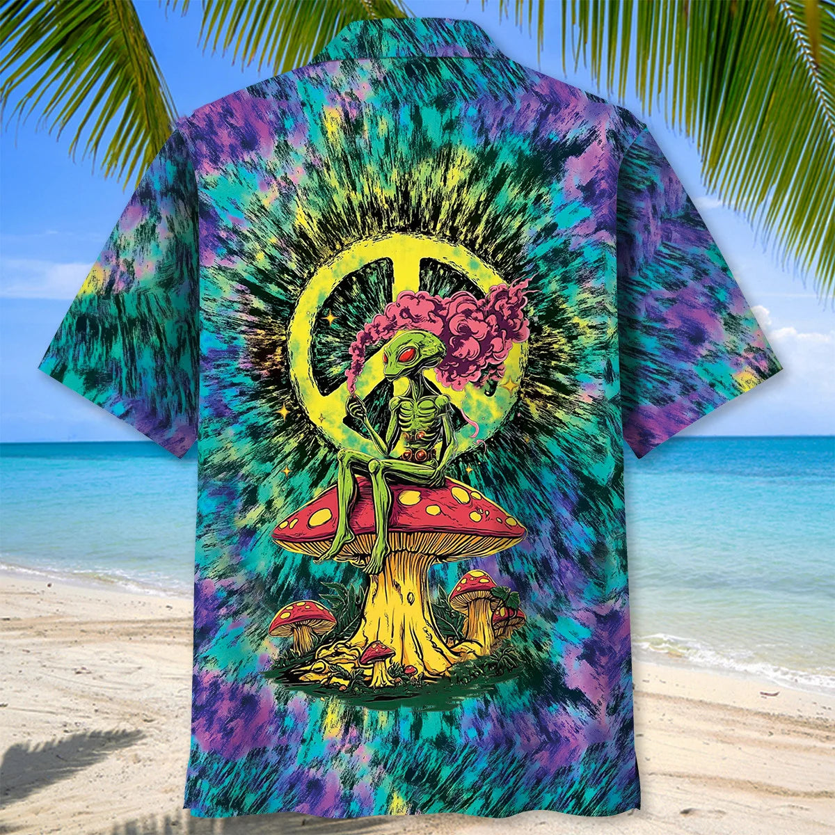 Alien Mushroom Peace Sign Hawaiian Shirt