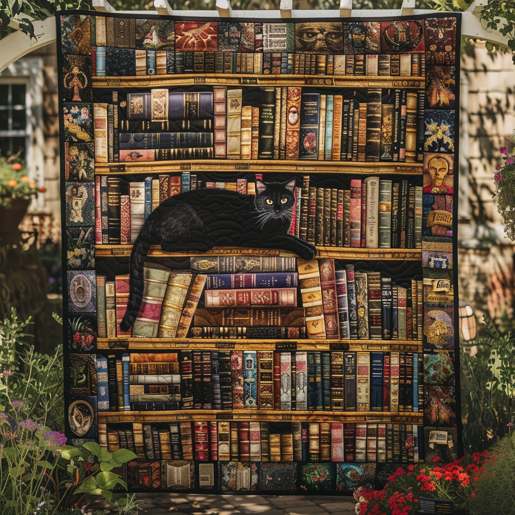 Literary Cat Quilted Blanket - Throw (55" x 60")