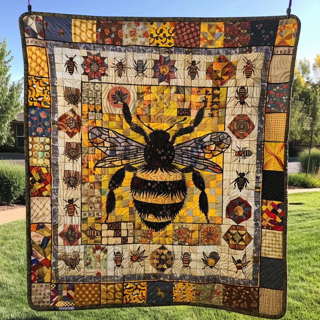 Buzzing Bee Quilted Blanket - Throw (55" x 60")