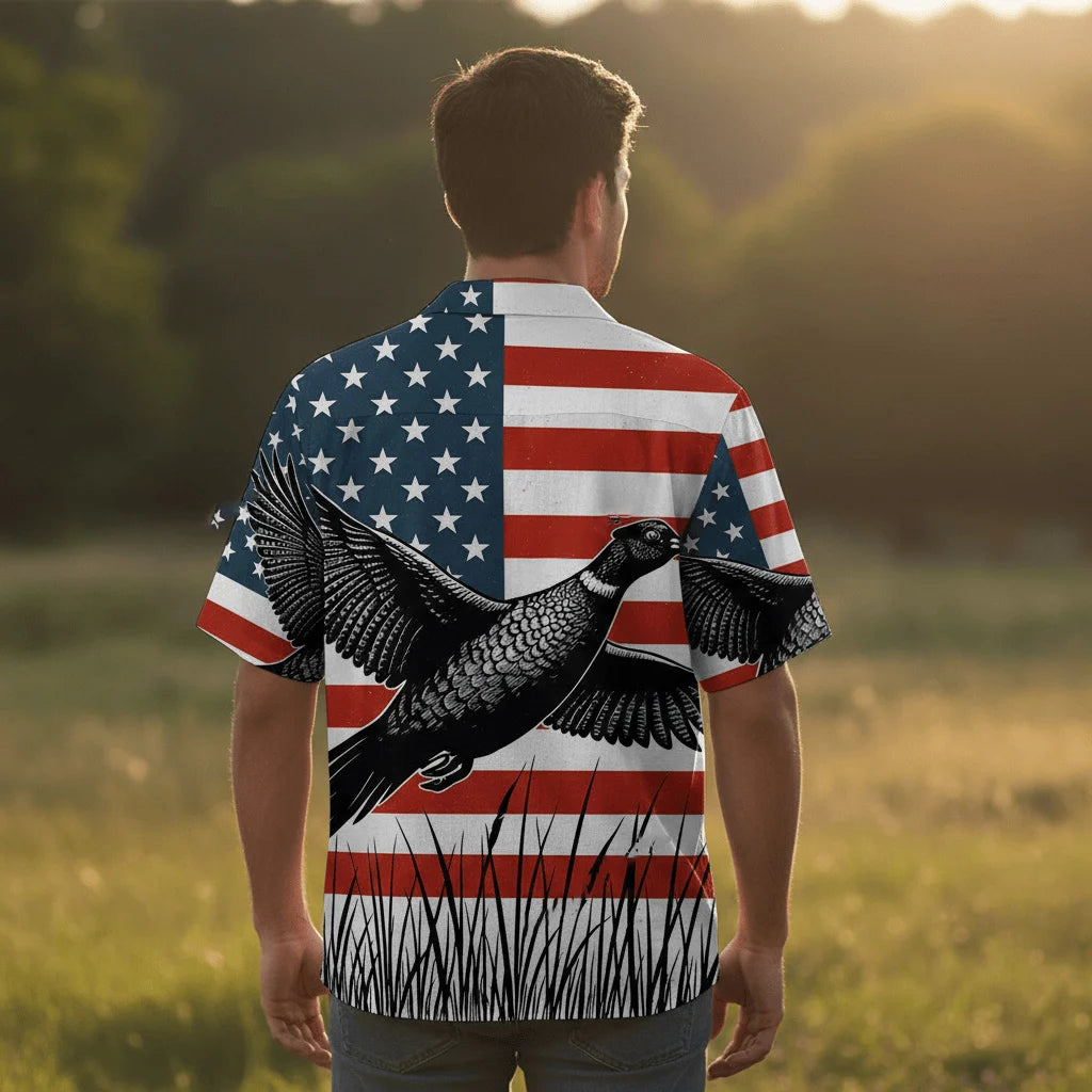 America Flag Pheasant Hunting Hawaiian Shirt