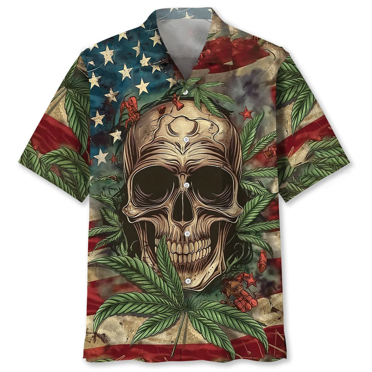 America Skull Hawaiian Shirt - XL - hawaiian shirt