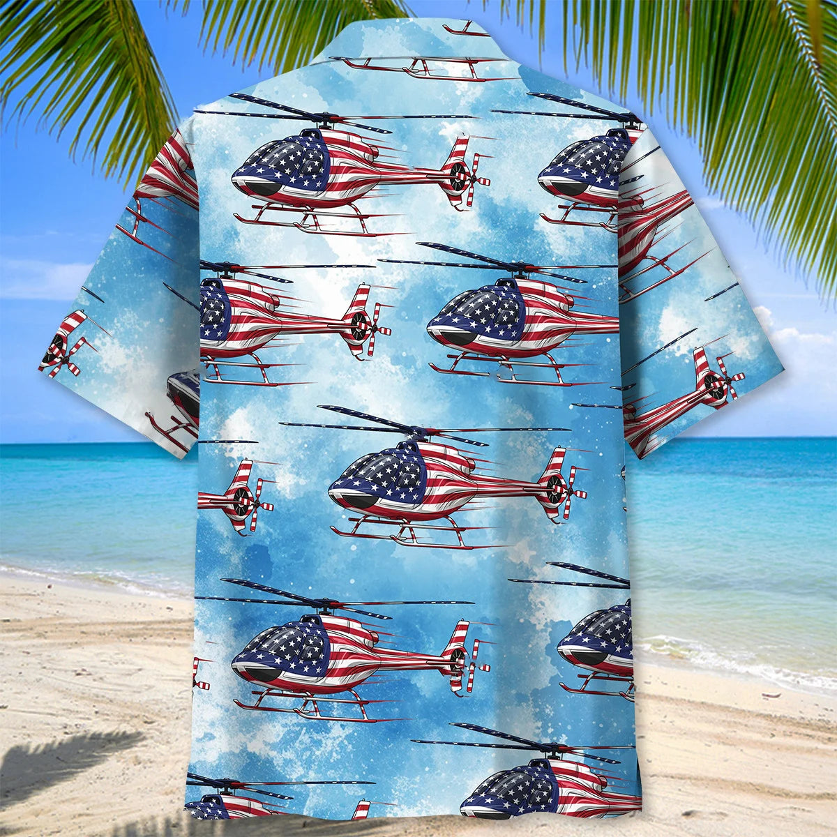 America Vintage Helicopter Hawaiian Shirt - XL - hawaiian shirt