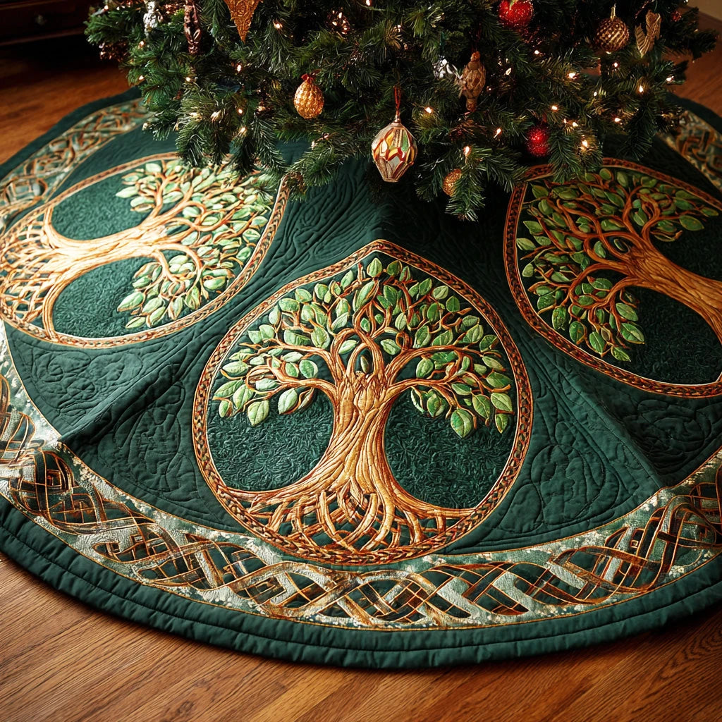 Ancient Life Roots Christmas Quilted Tree Skirt