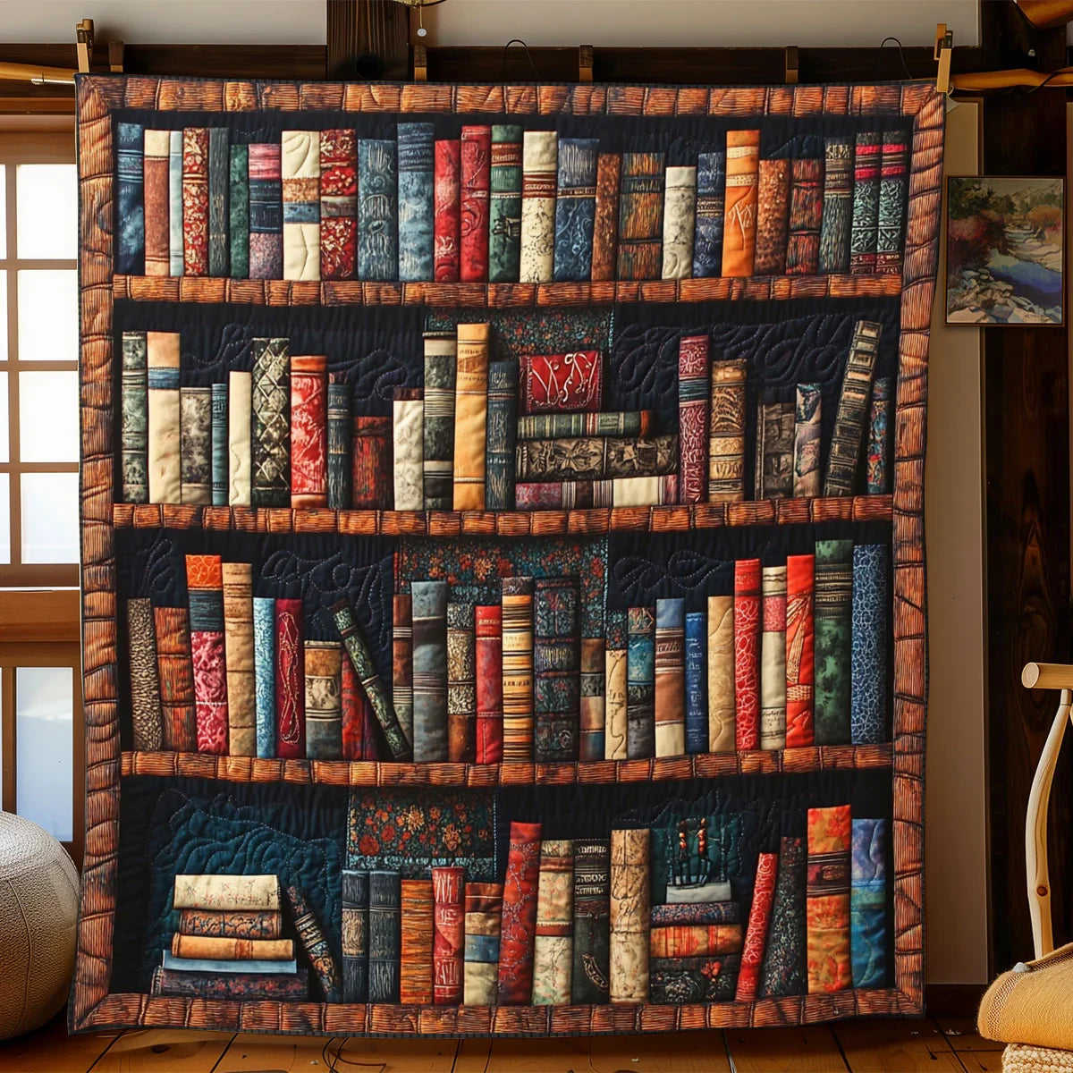 Antique Bookself Quilt Blanket