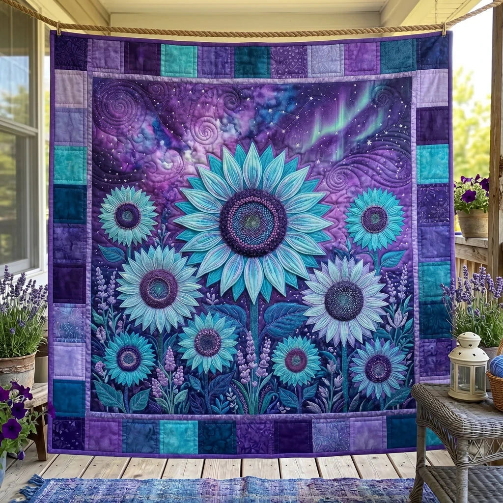 Aurora Bloom Sunflowers Quilt Blanket