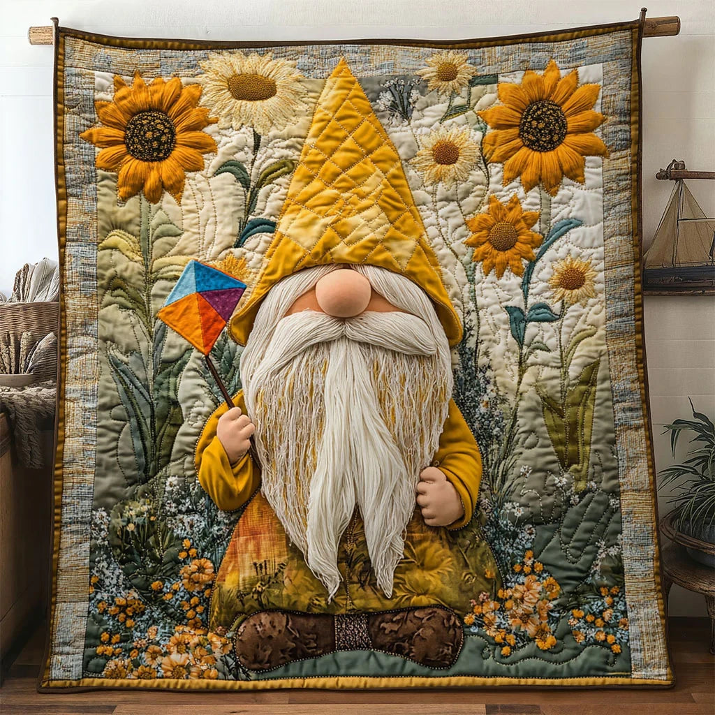 Autumn Bloom Gnome Quilt Blanket