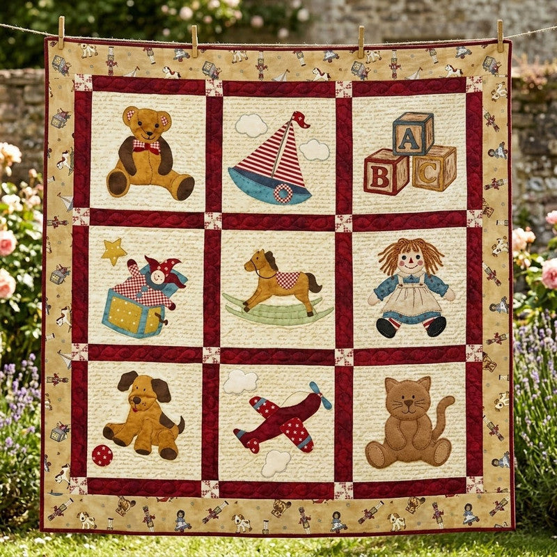 Baby Toys Friend Quilt Blanket - Quilted Blanket by OtterMia