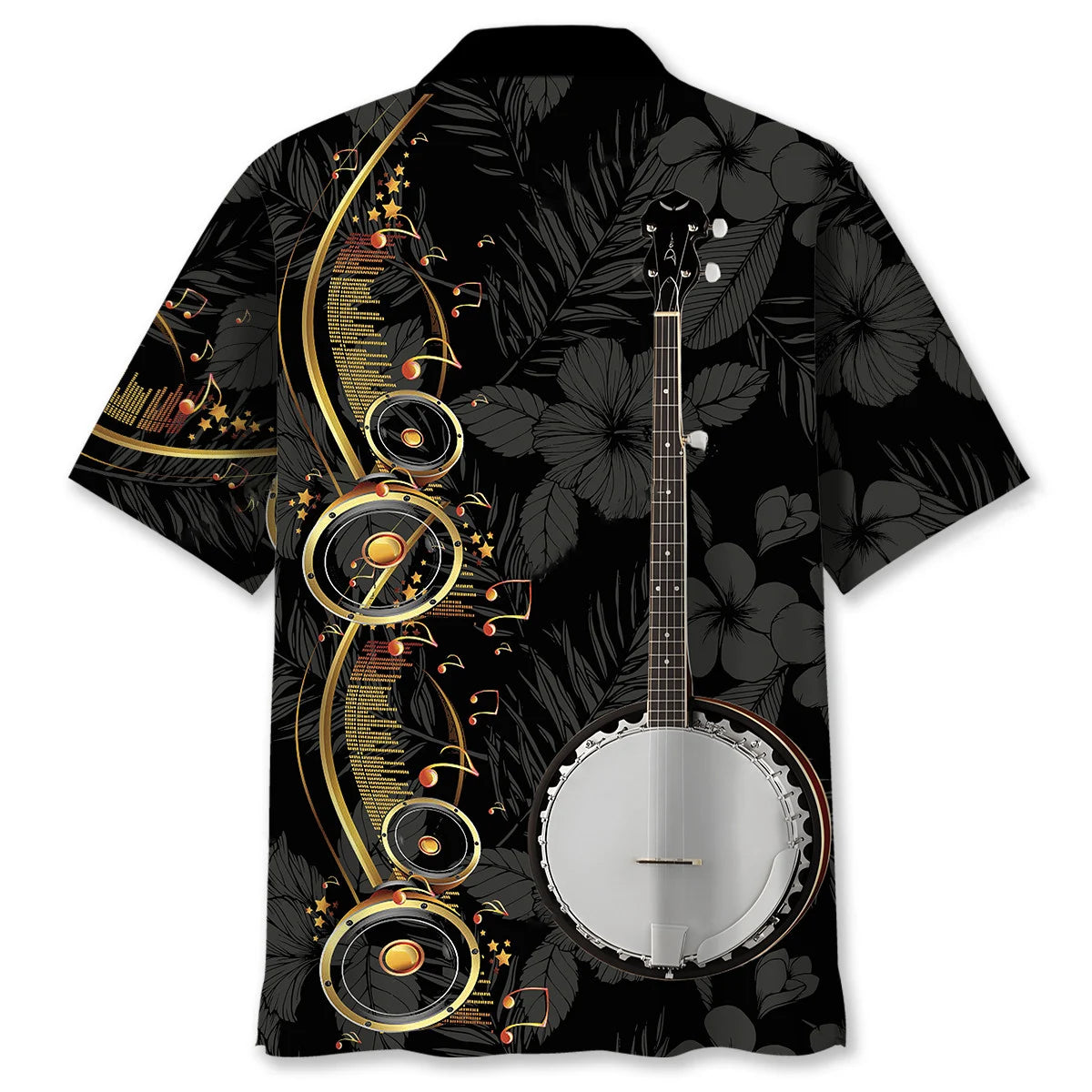 Banjo Black Tropical Hawaiian Shirt