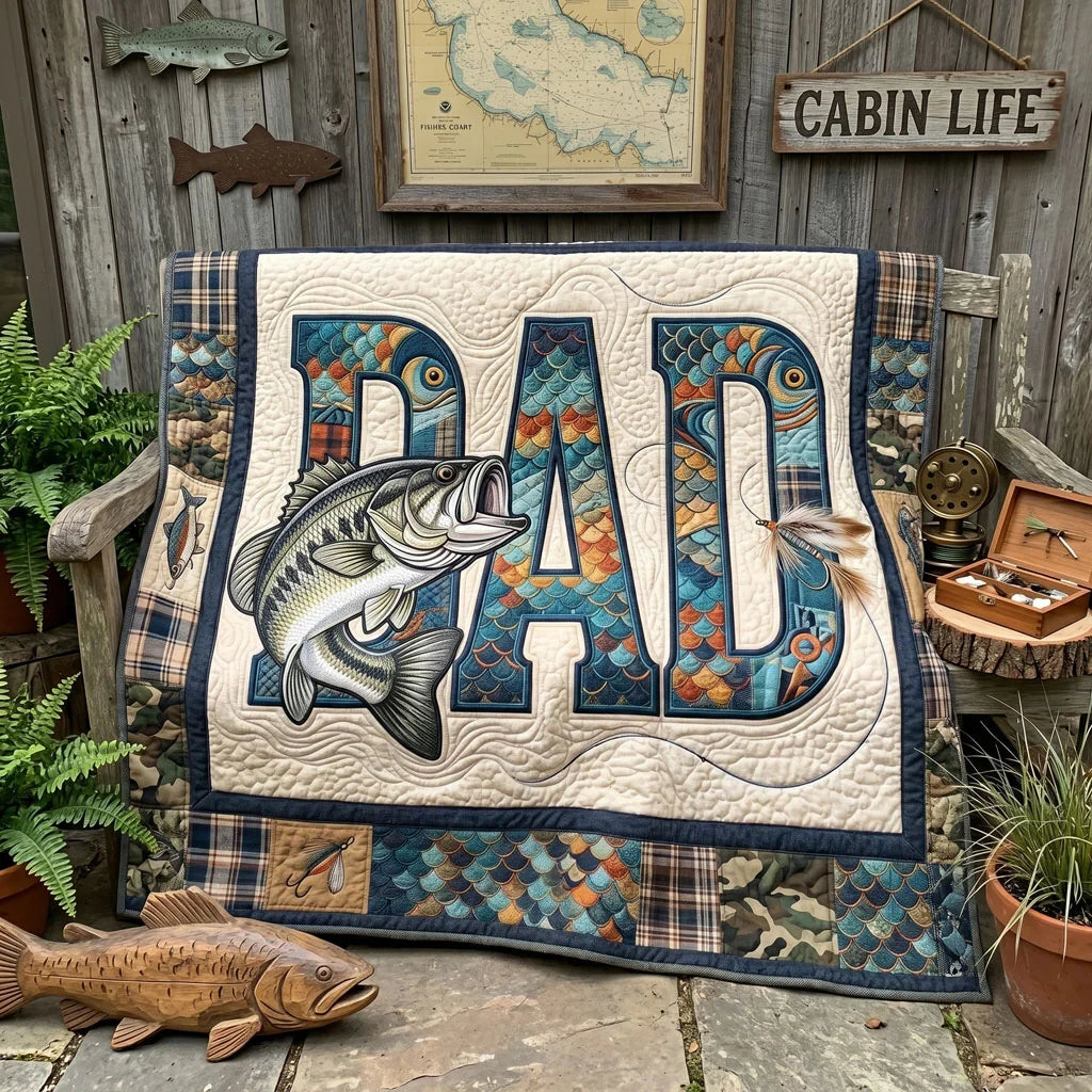 Bass And Dad Life Quilt Blanket