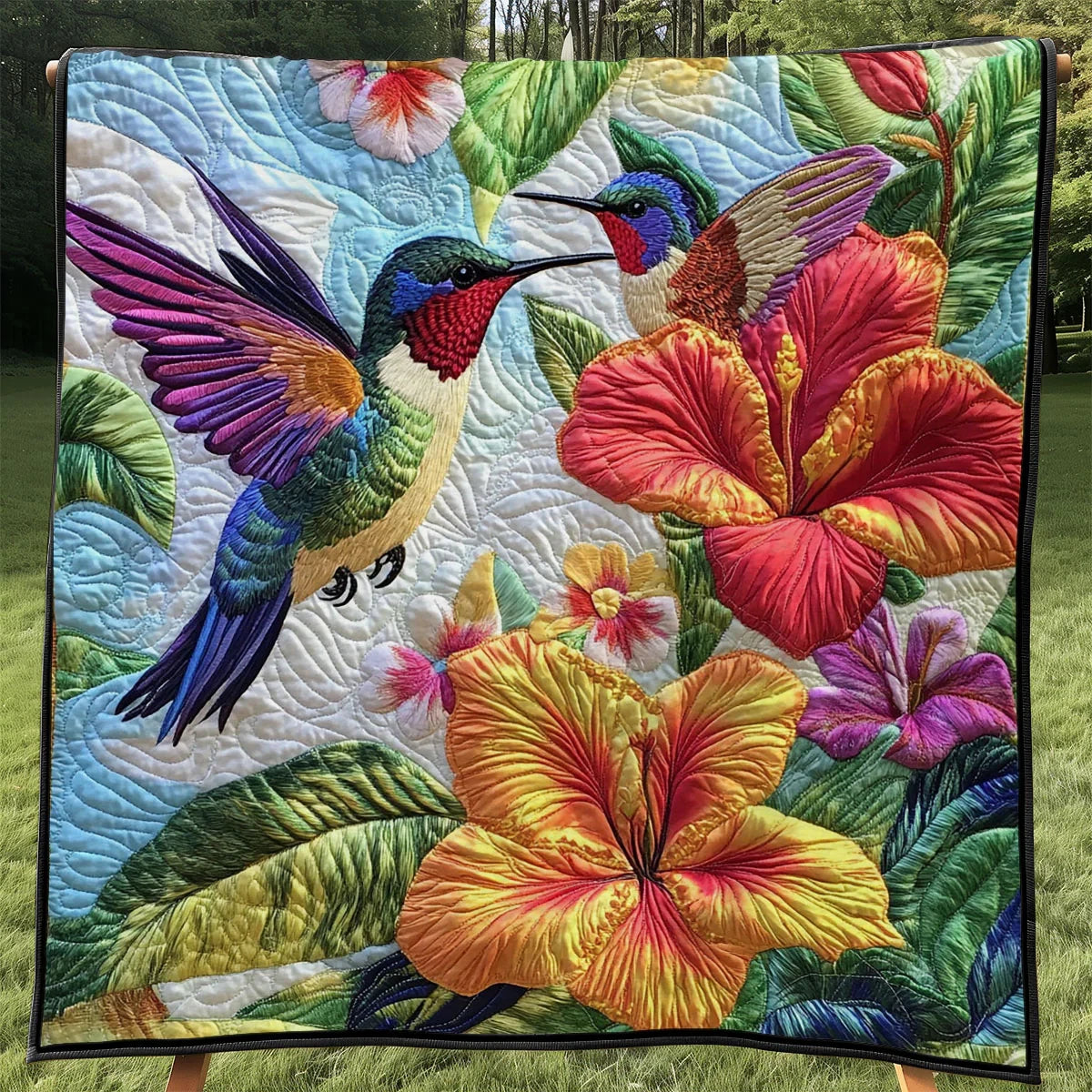Beautiful Hummingbirds Quilt Blanket