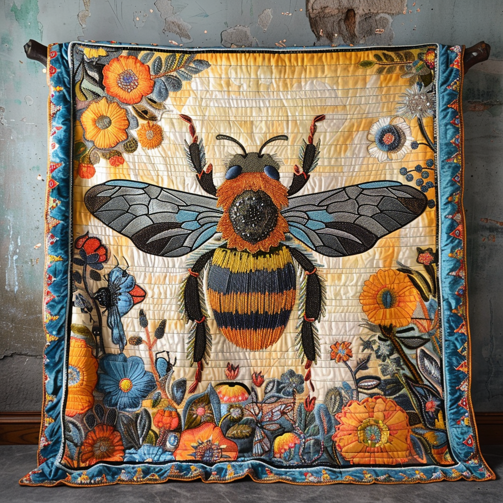 Vintage Bee Quilted Blanket - Throw (55" x 60")