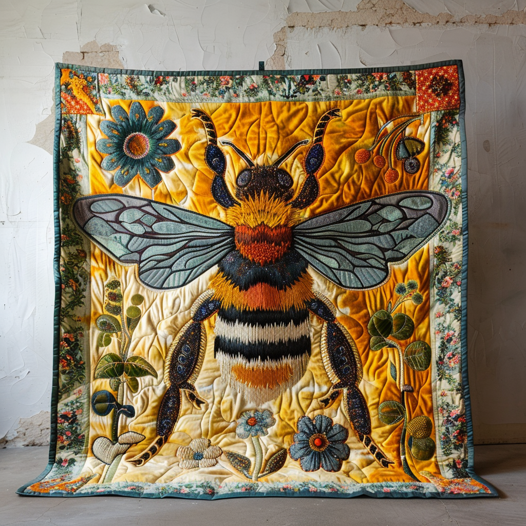 Bee In Bloom Quilted Blanket - Throw (55" x 60")