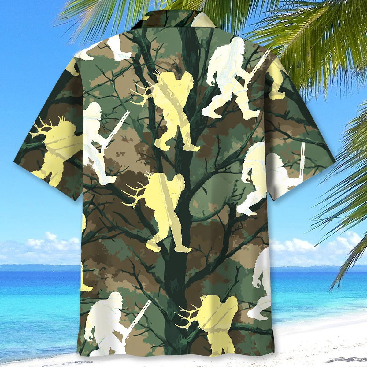 Bigfoot Deer Hunting Camouflage Hawaiian Shirt