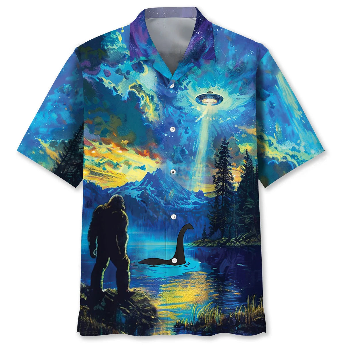 Bigfoot Nessie Ufo by the Lake Hawaiian Shirt