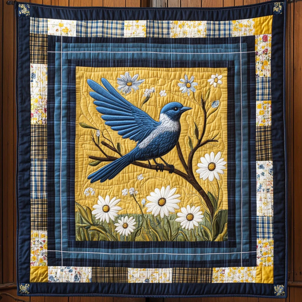 Bird And Daisy Quilt Blanket