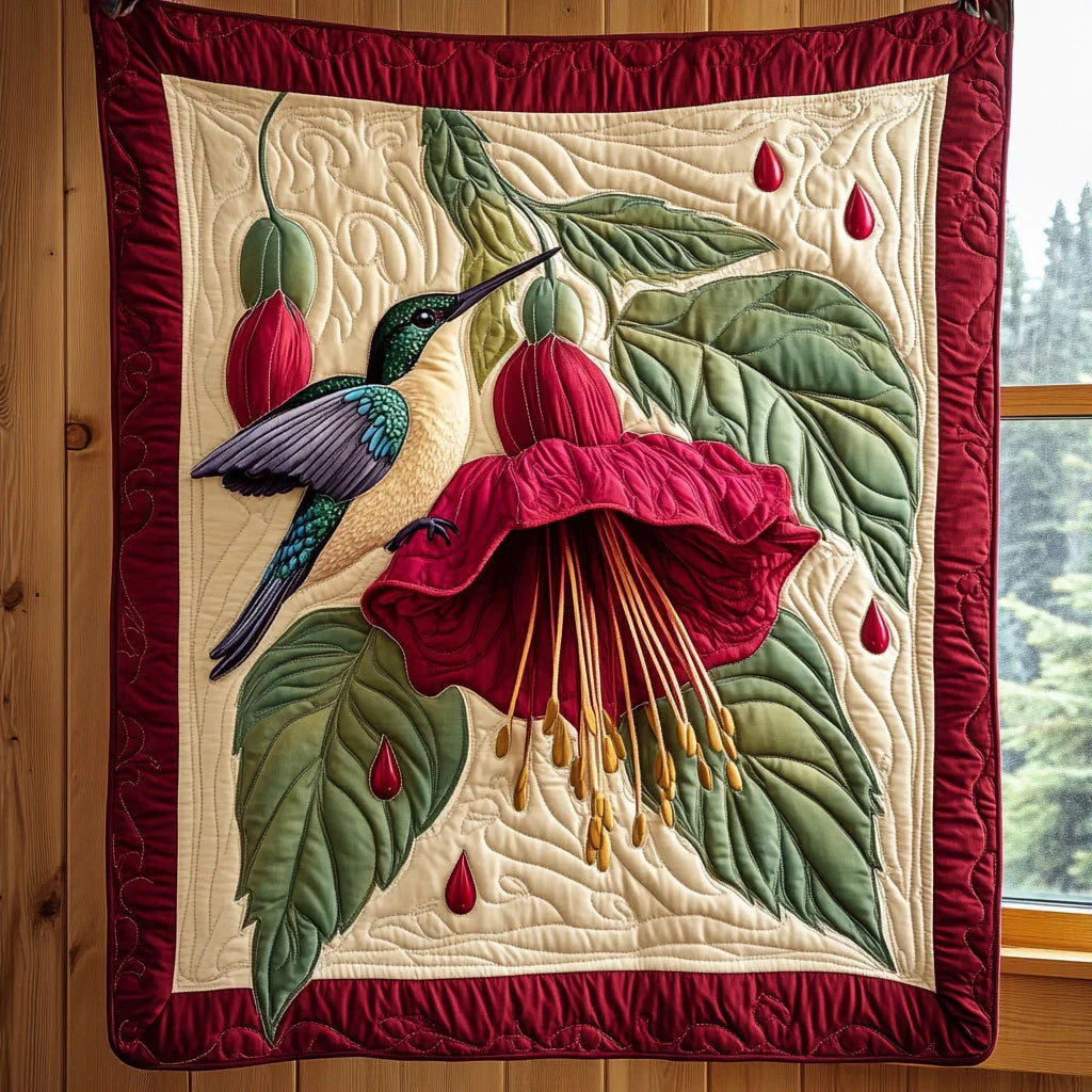 Bird And Flower Quilt Blanket