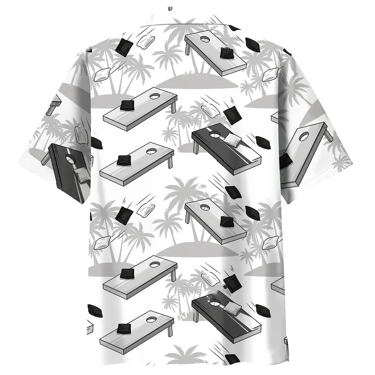 Black and White Cornhole Palms Hawaiian Shirt