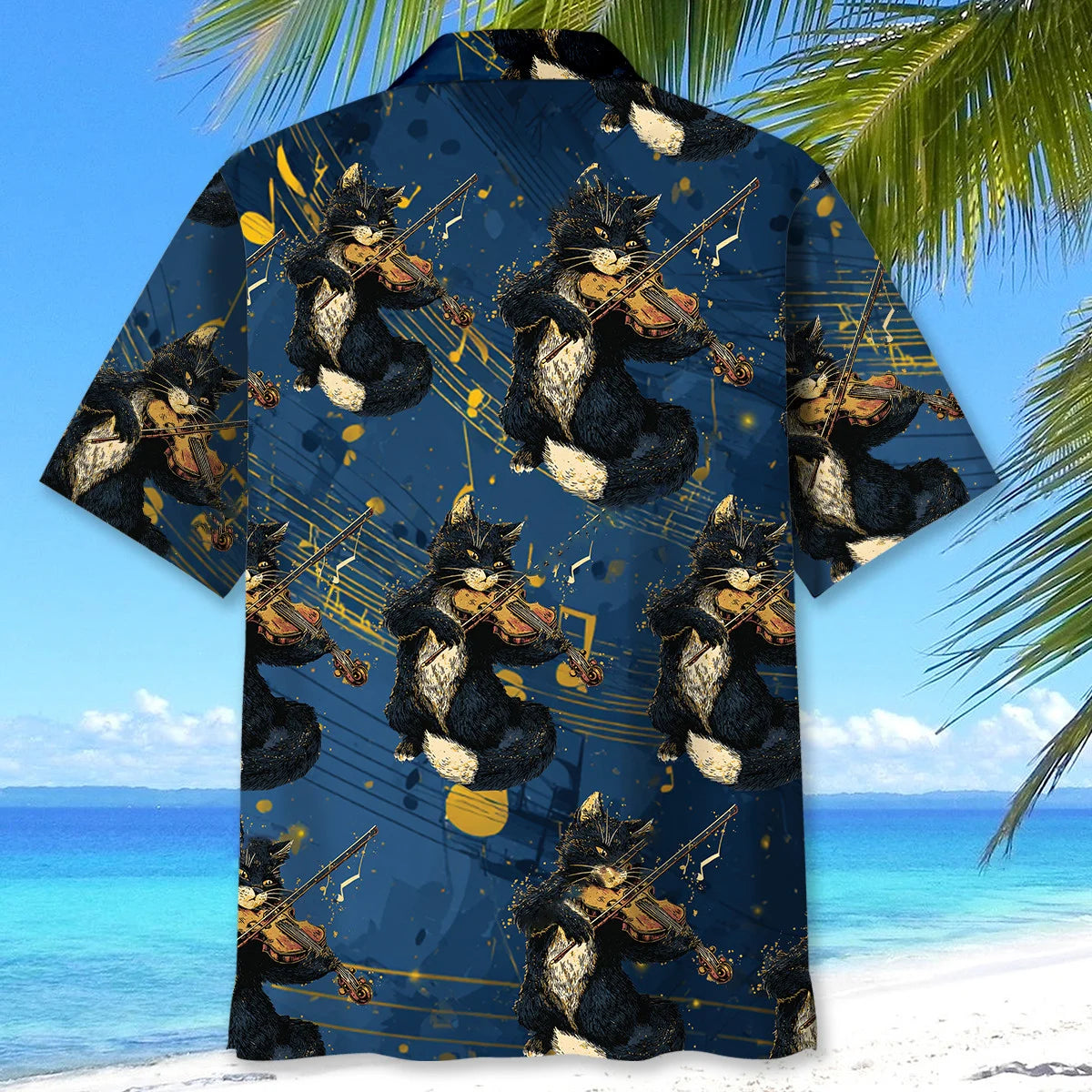 Black Cat Play Violin Hawaiian Shirt