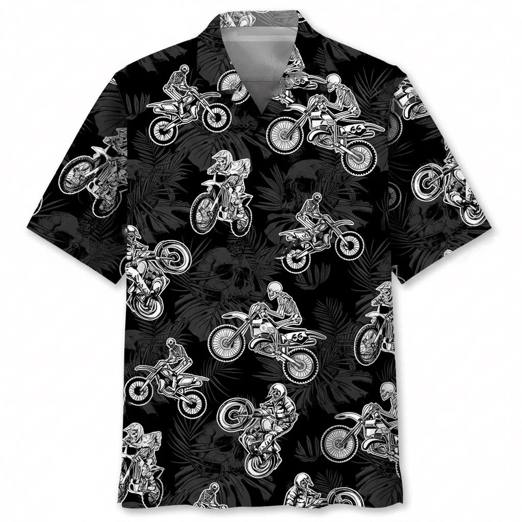 Black Dirt Bike Racing Hawaiian Shirt