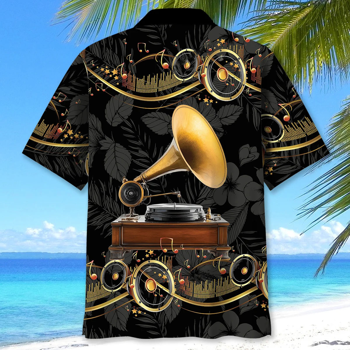 Black Gramophone Hawaiian Shirt