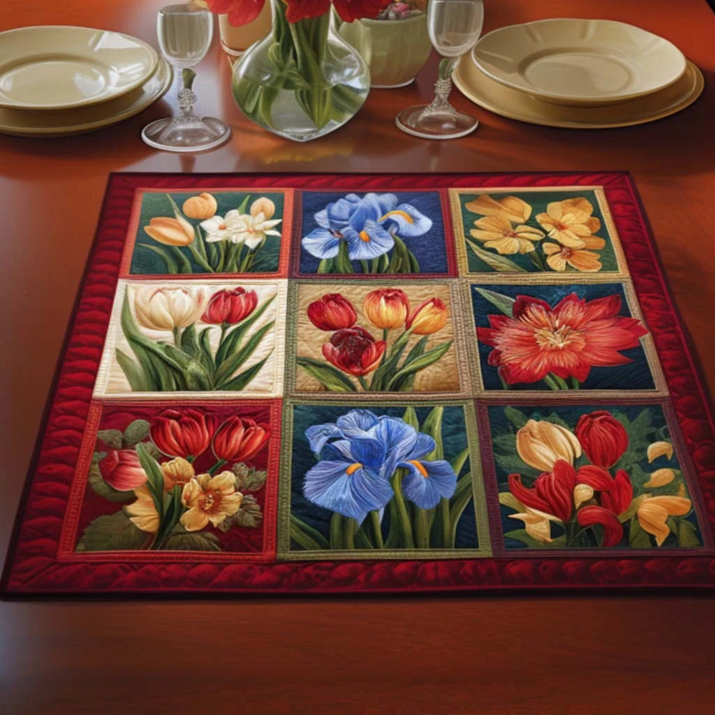 Blooming Delight Quilted Table Topper