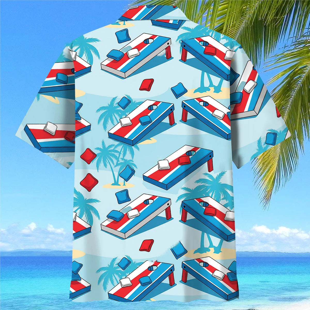 Blue Palm Cornhole Hawaiian Shirt